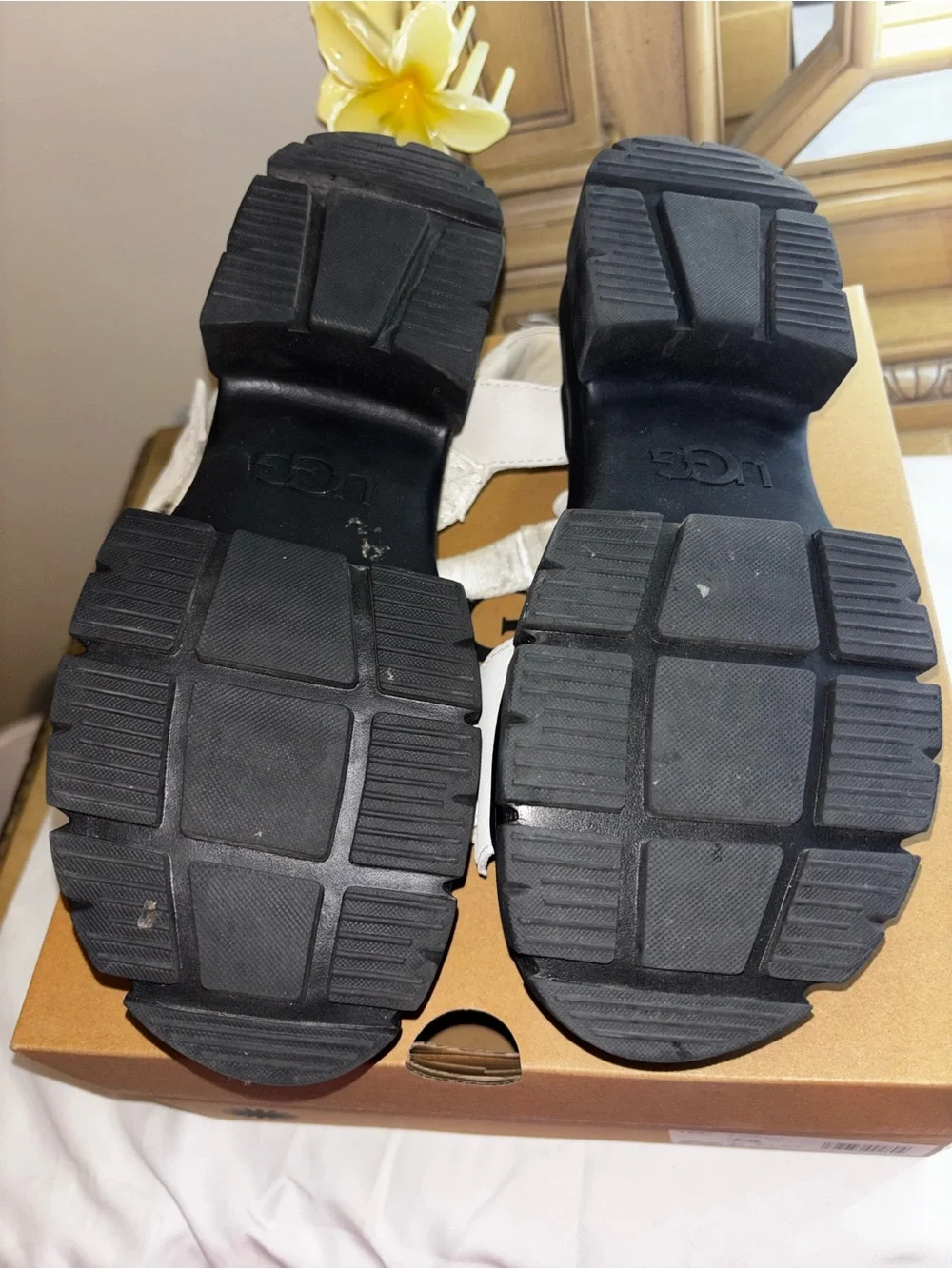 UGG Women's Cream and Black Platform Sandals